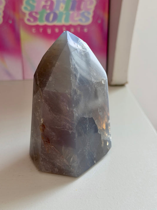 Blue rose quartz tower