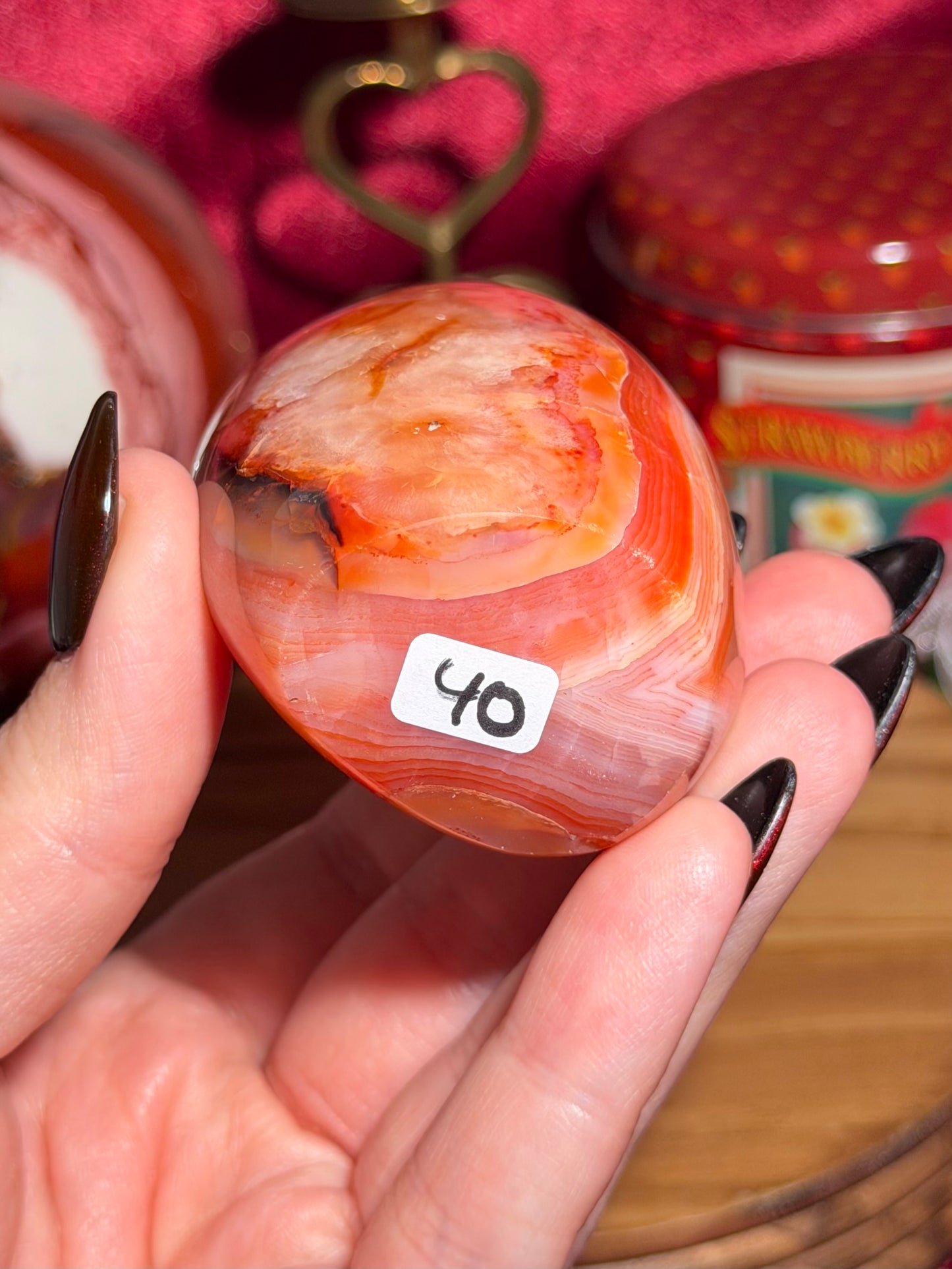 Peachy banded carnelian freeform