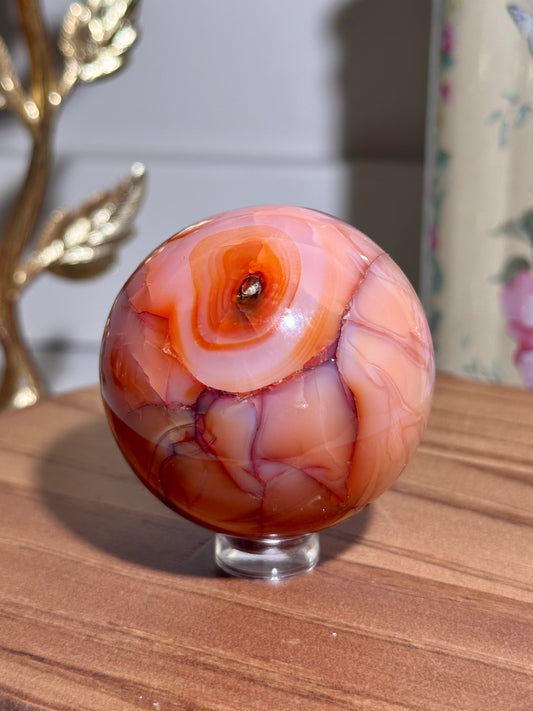 Pastel rainbow carnelian sphere 25A