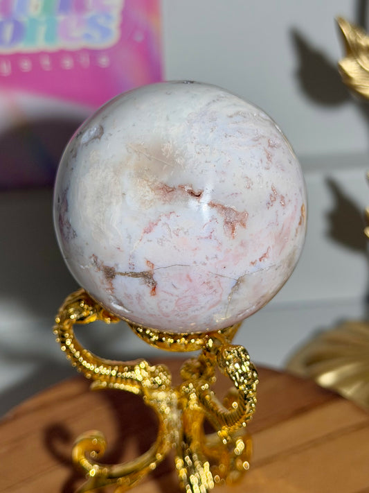 Pink carnelian sphere from Indonesia