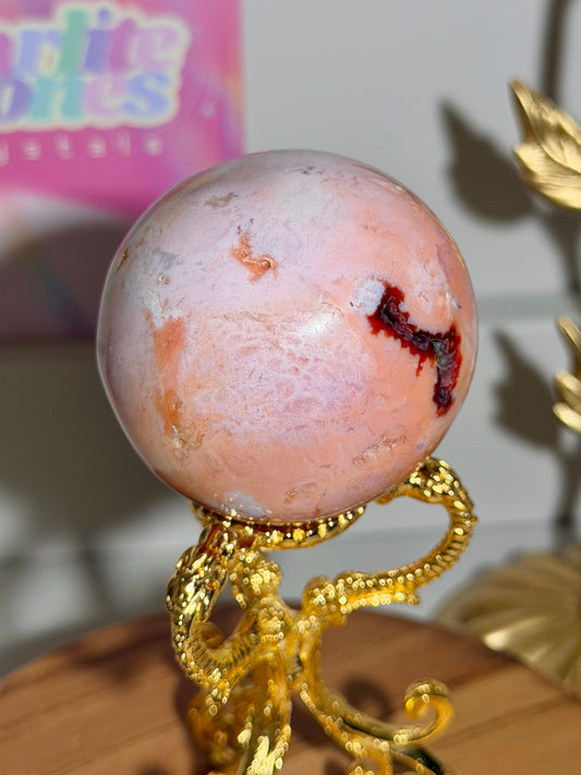 Pink carnelian sphere from Indonesia (38A)
