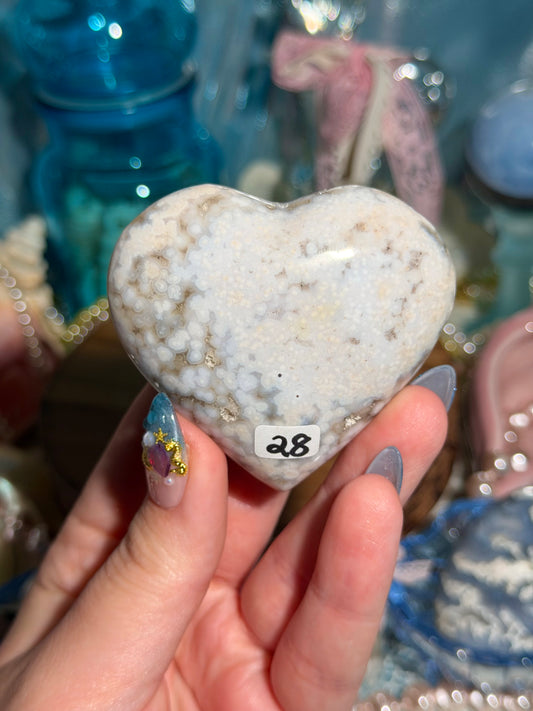 Pastel periwinkle orby sea jasper heart