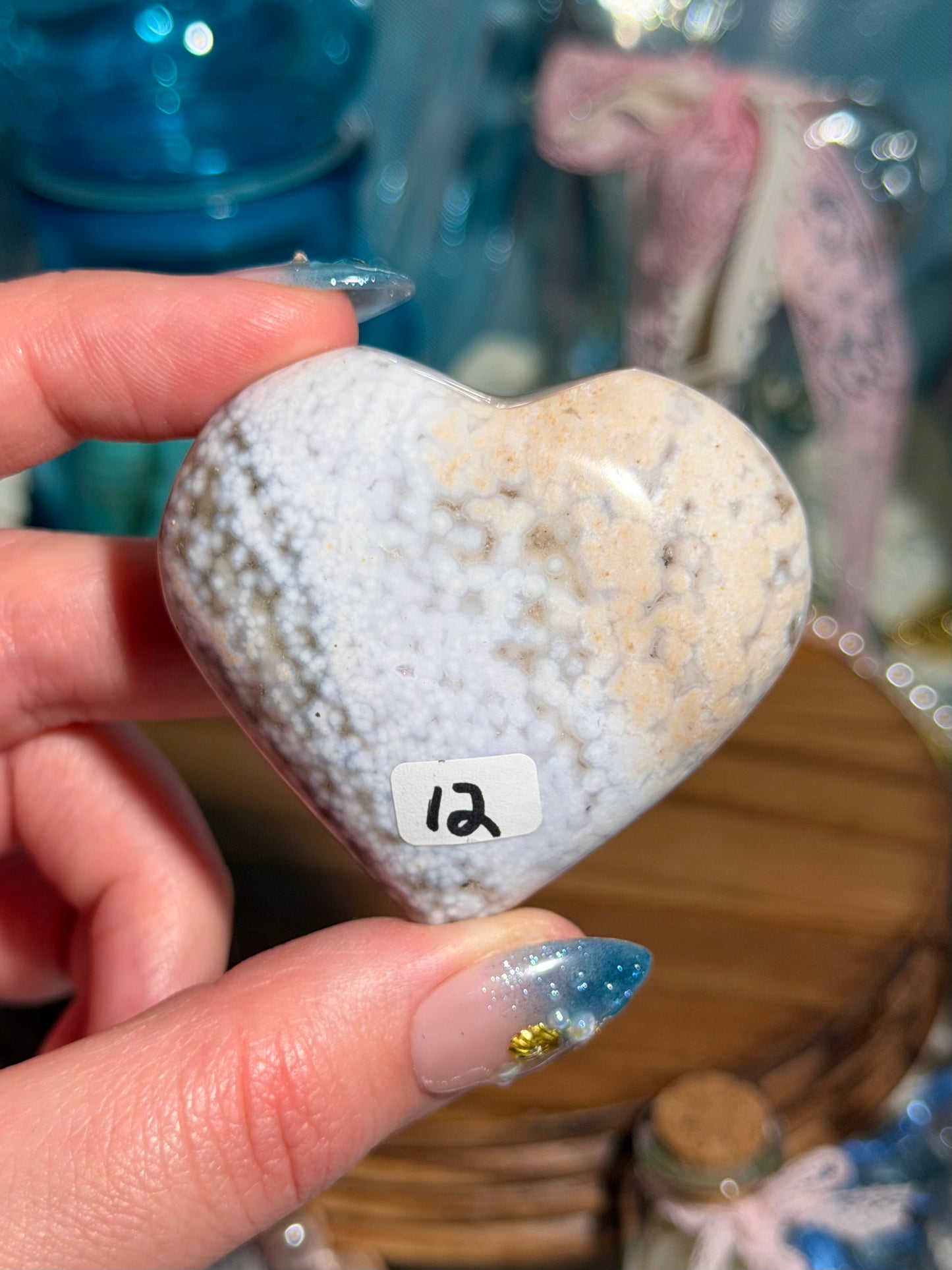 Pastel periwinkle orby sea jasper heart
