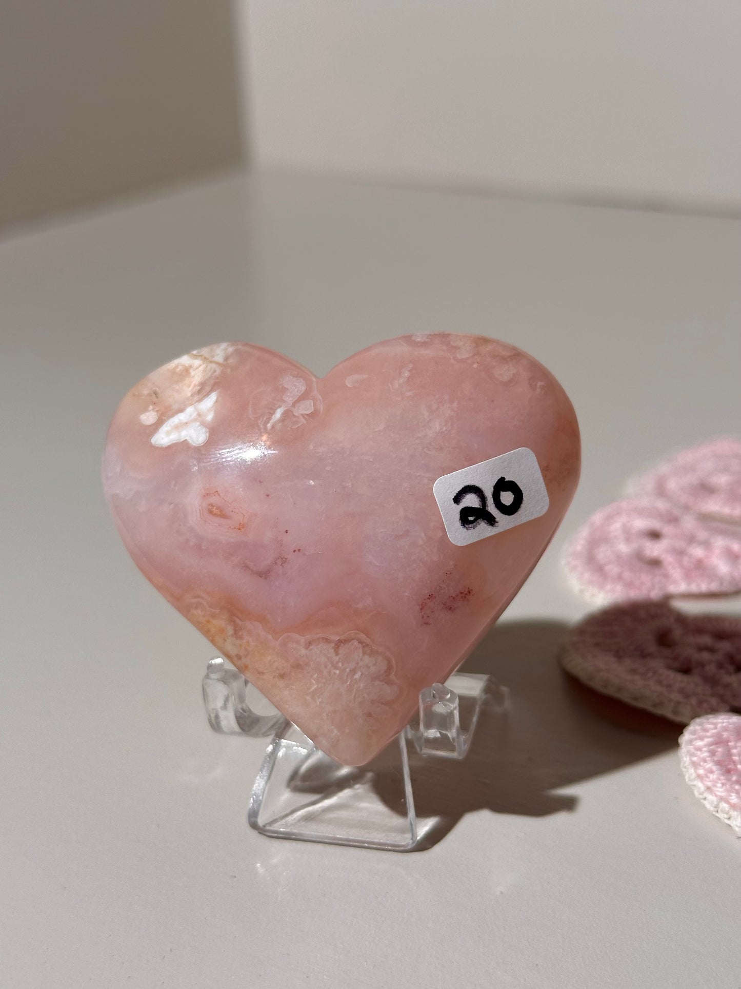 Carnelian x flower agate heart