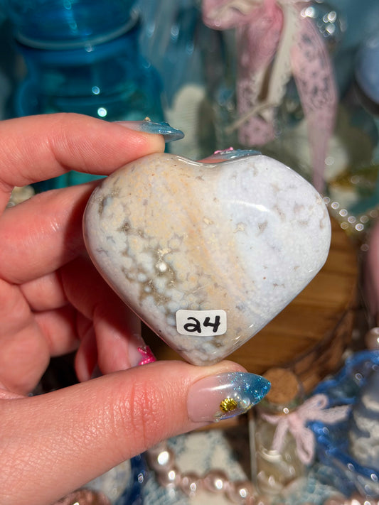 Pastel periwinkle orby sea jasper heart