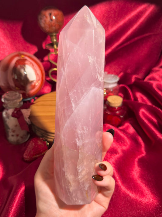 XL Purple rose quartz tower