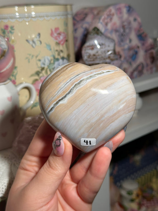 Beachy neutral sea jasper heart