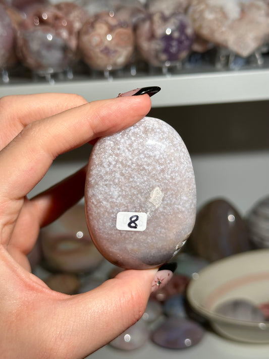 Soft pink sea jasper palmstone