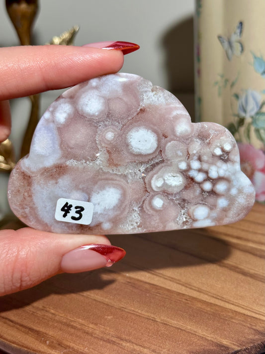 Pastel pink amethyst x flower agate cloud carving *imperfect