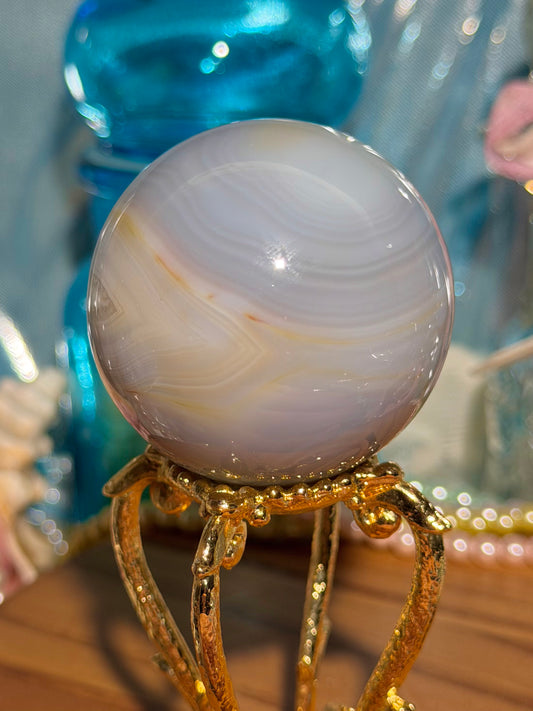 Blue agate sphere from Madagascar 25A