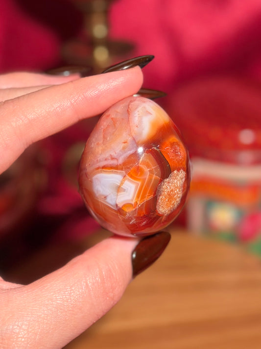 Funky pink n' peachy carnelian egg