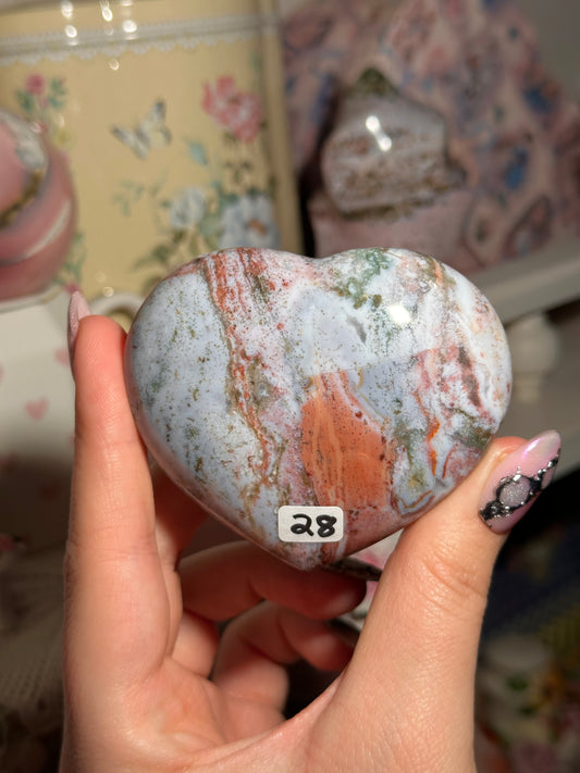 Rainbow sea jasper heart