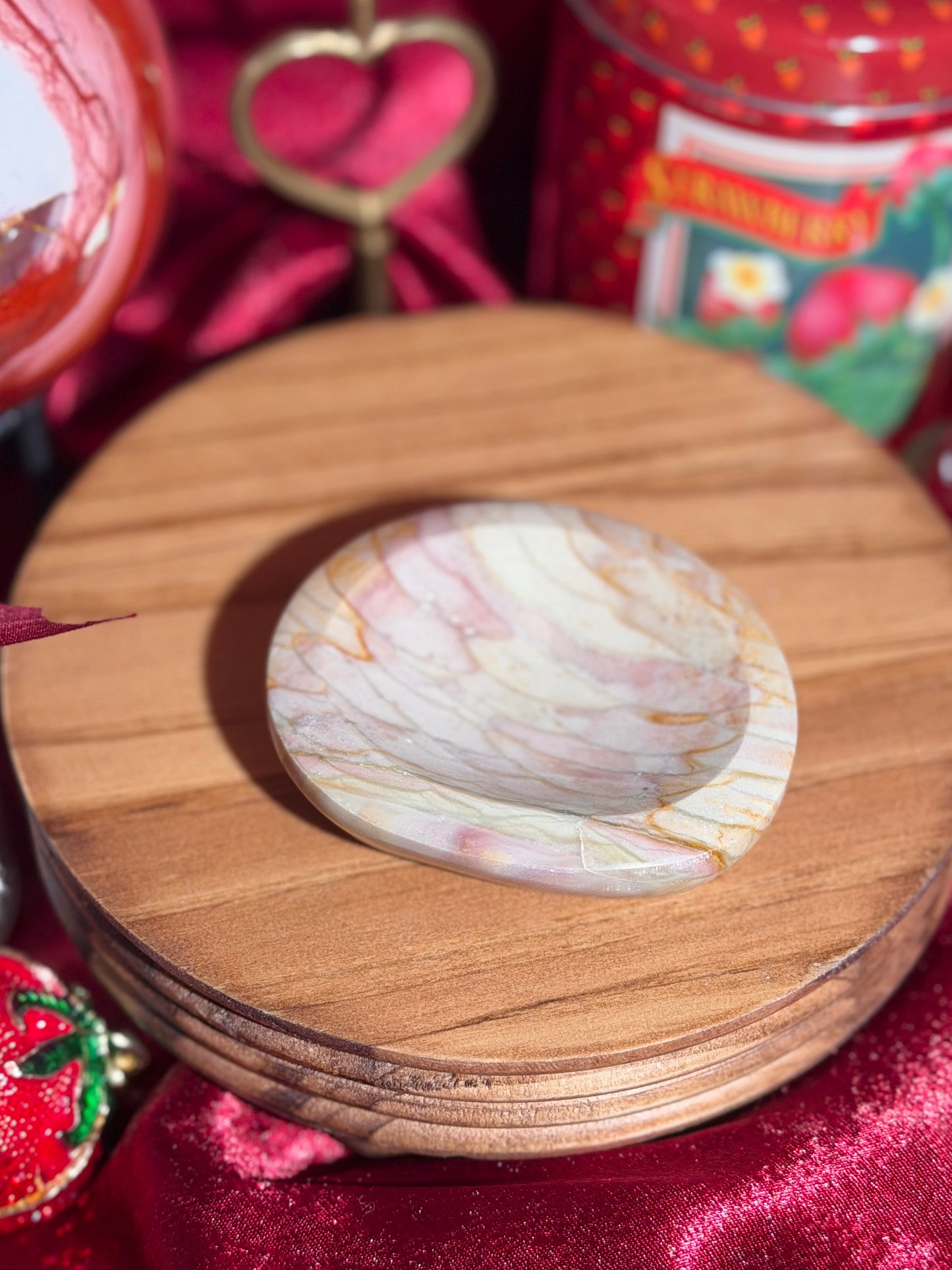 Strawberry banana pink polychrome jasper bowl 18X