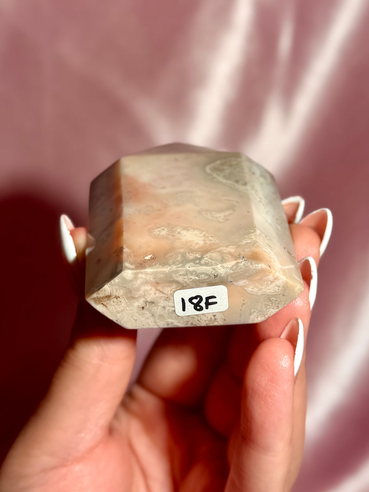 Pink Plume Agate Domino Tower (F)