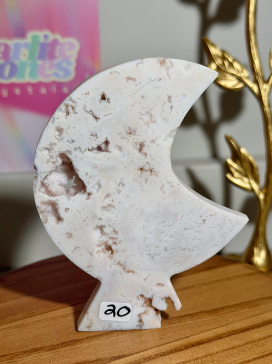 Pink carnelian self-standing moon carving from Indonesia (20)