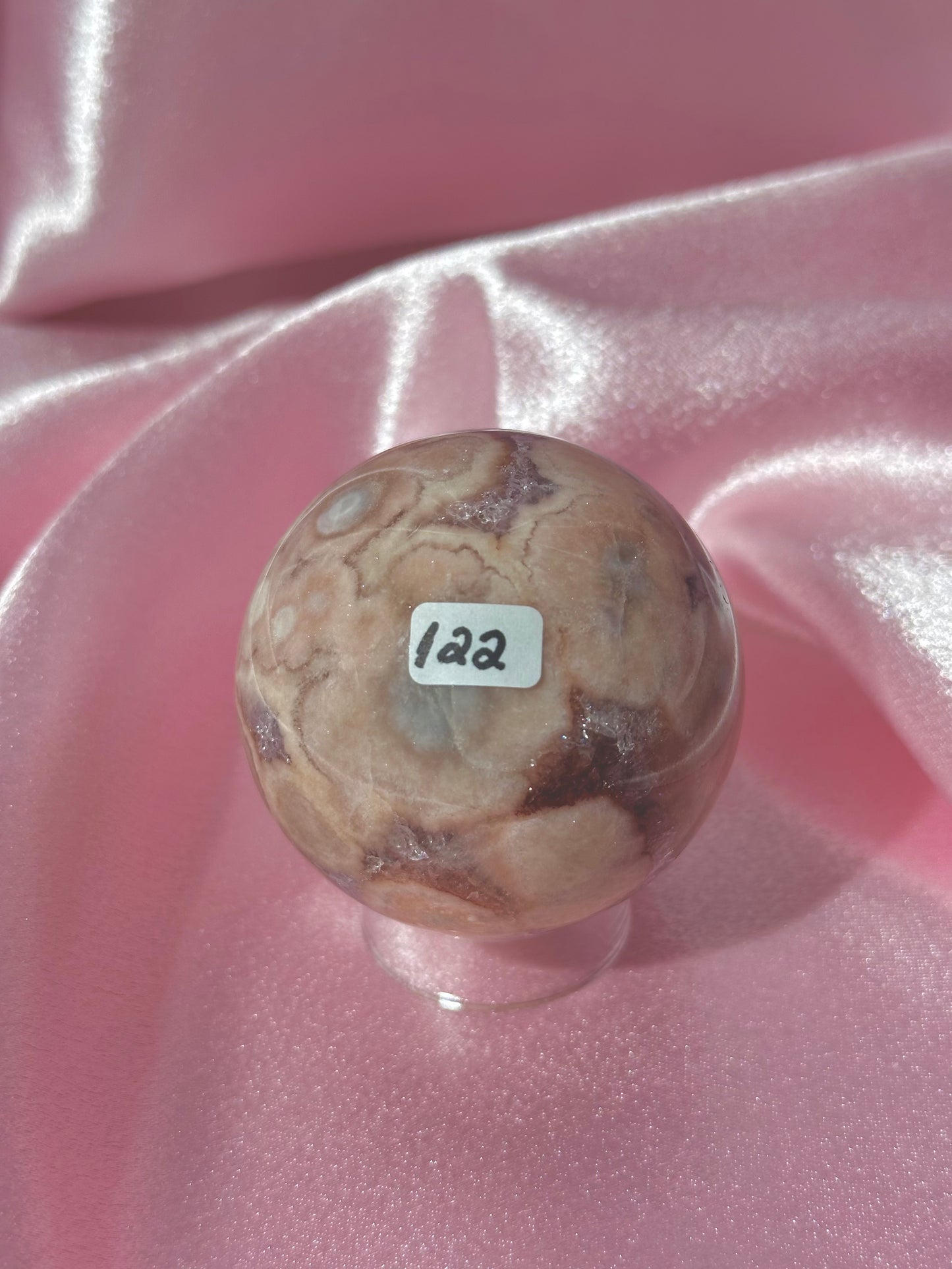 Brazilian pink amethyst x flower agate sphere