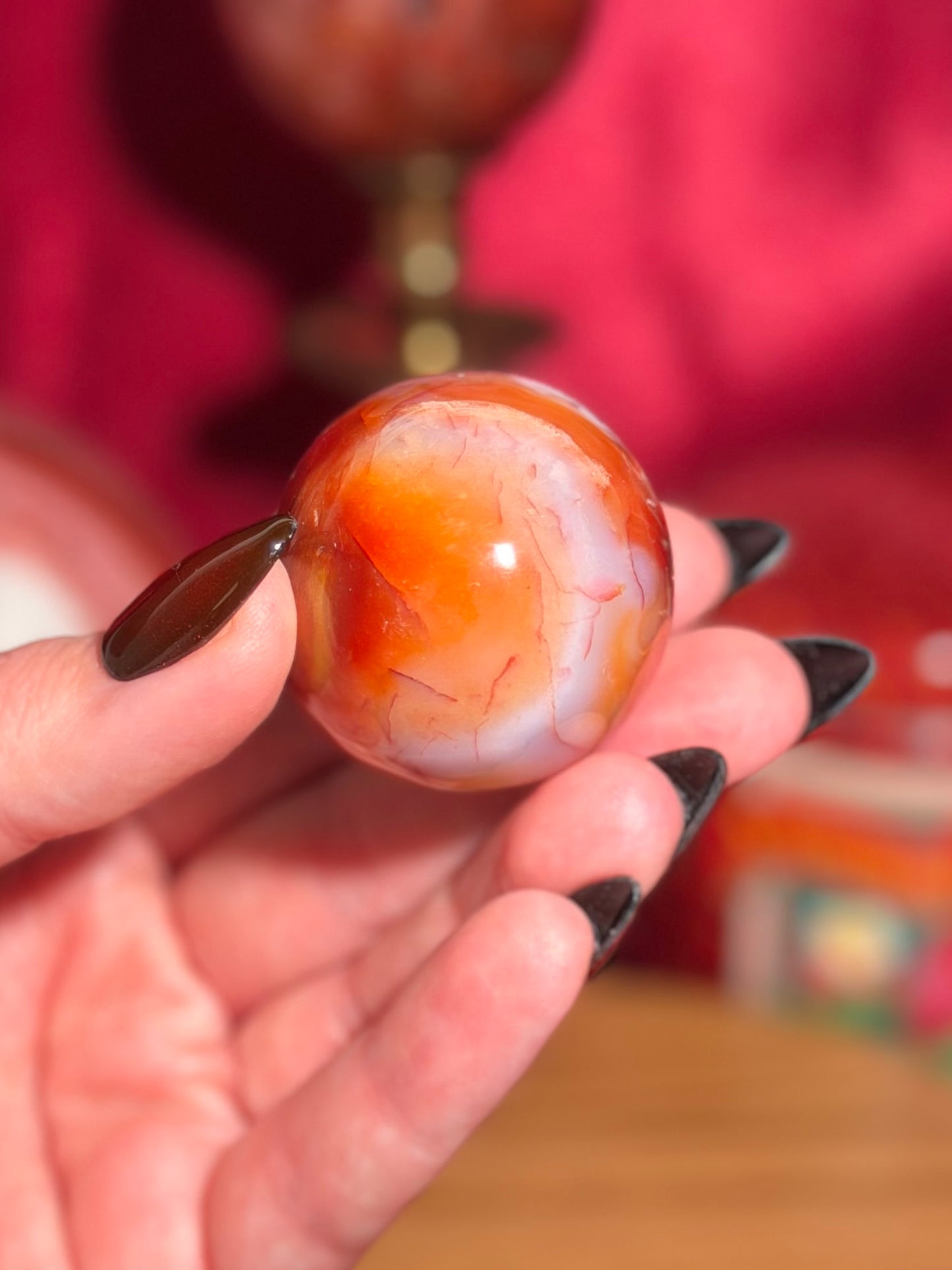 Funky pink n' peachy carnelian egg