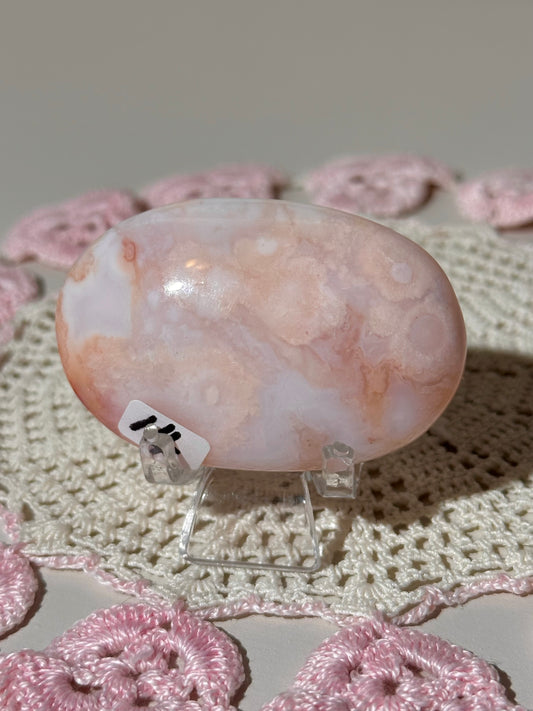 Carnelian x flower agate palmstone
