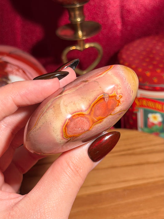 Pink polychrome jasper heart