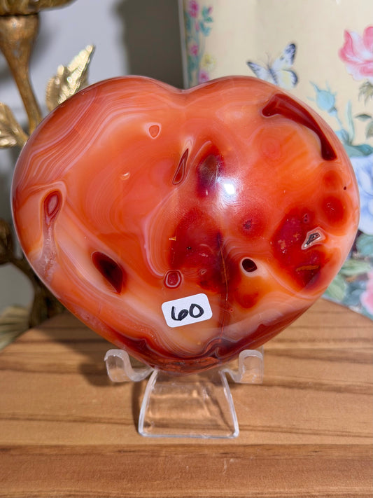 Large strawberry pink carnelian heart