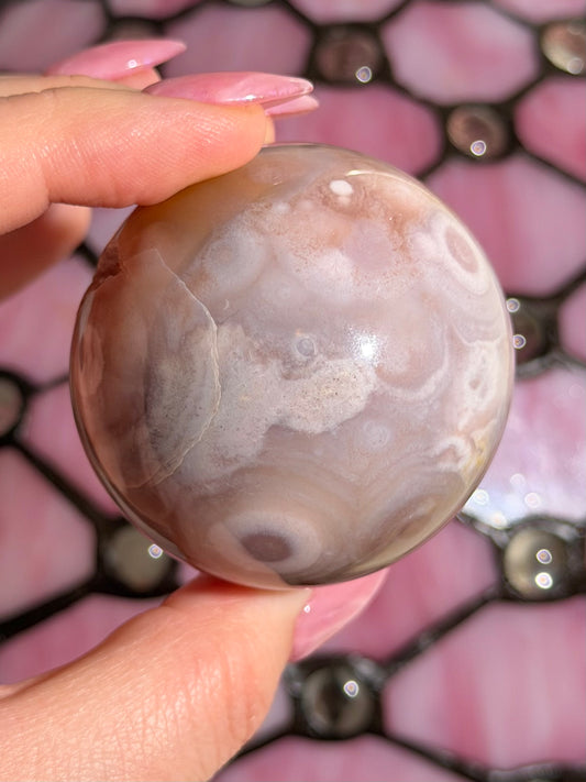 Purple toned Pink amethyst x flower agate sphere