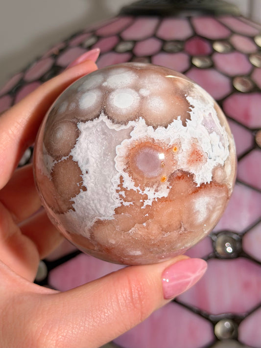 Pink amethyst x flower agate sphere