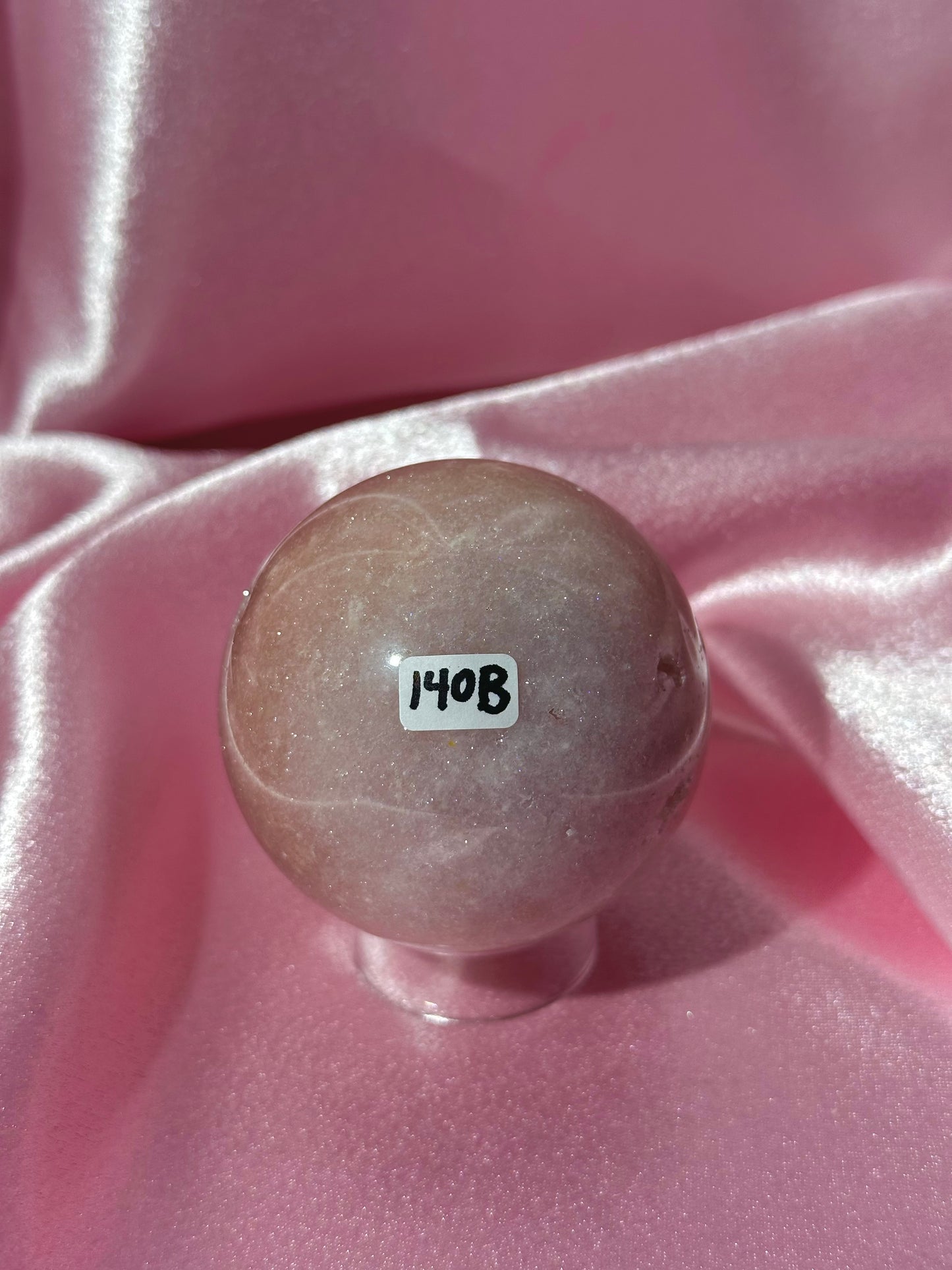 Pink n' sparkly Brazilian pink amethyst x flower agate "eyeball" sphere (140B)