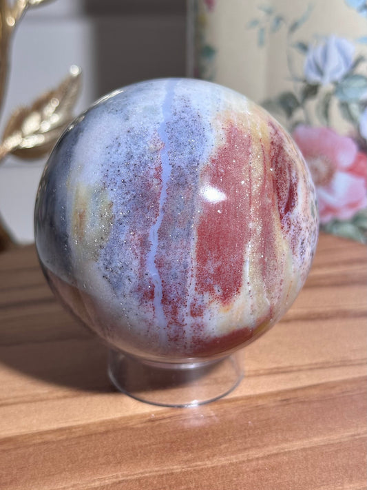 Rainbow pastel sea jasper sphere