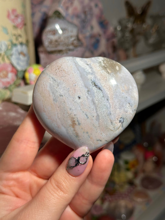 Pastel blue sea jasper heart