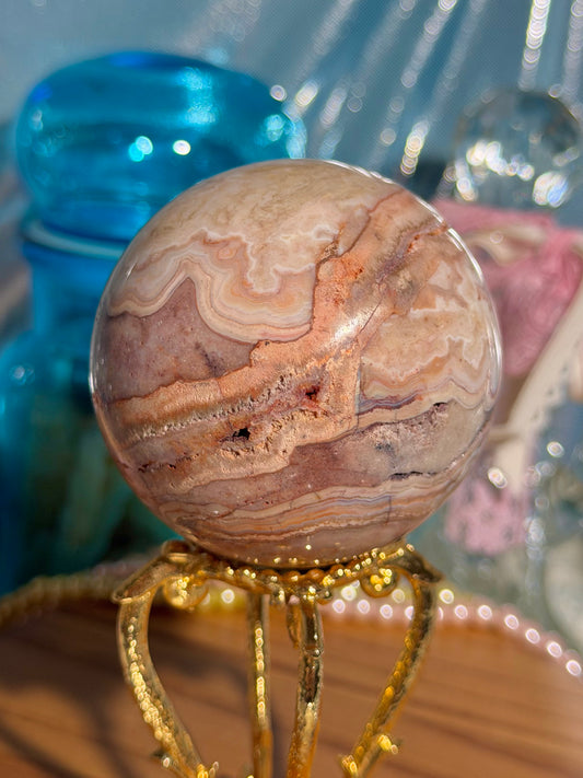 "Coral Reef" Indonesian crazy lace agate sphere 30B