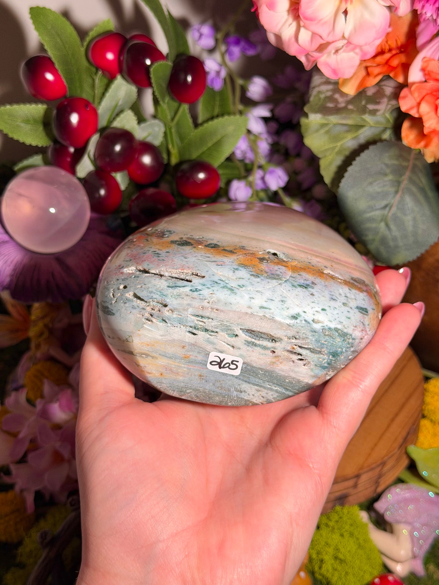 Large pastel rainbow sea jasper freeform