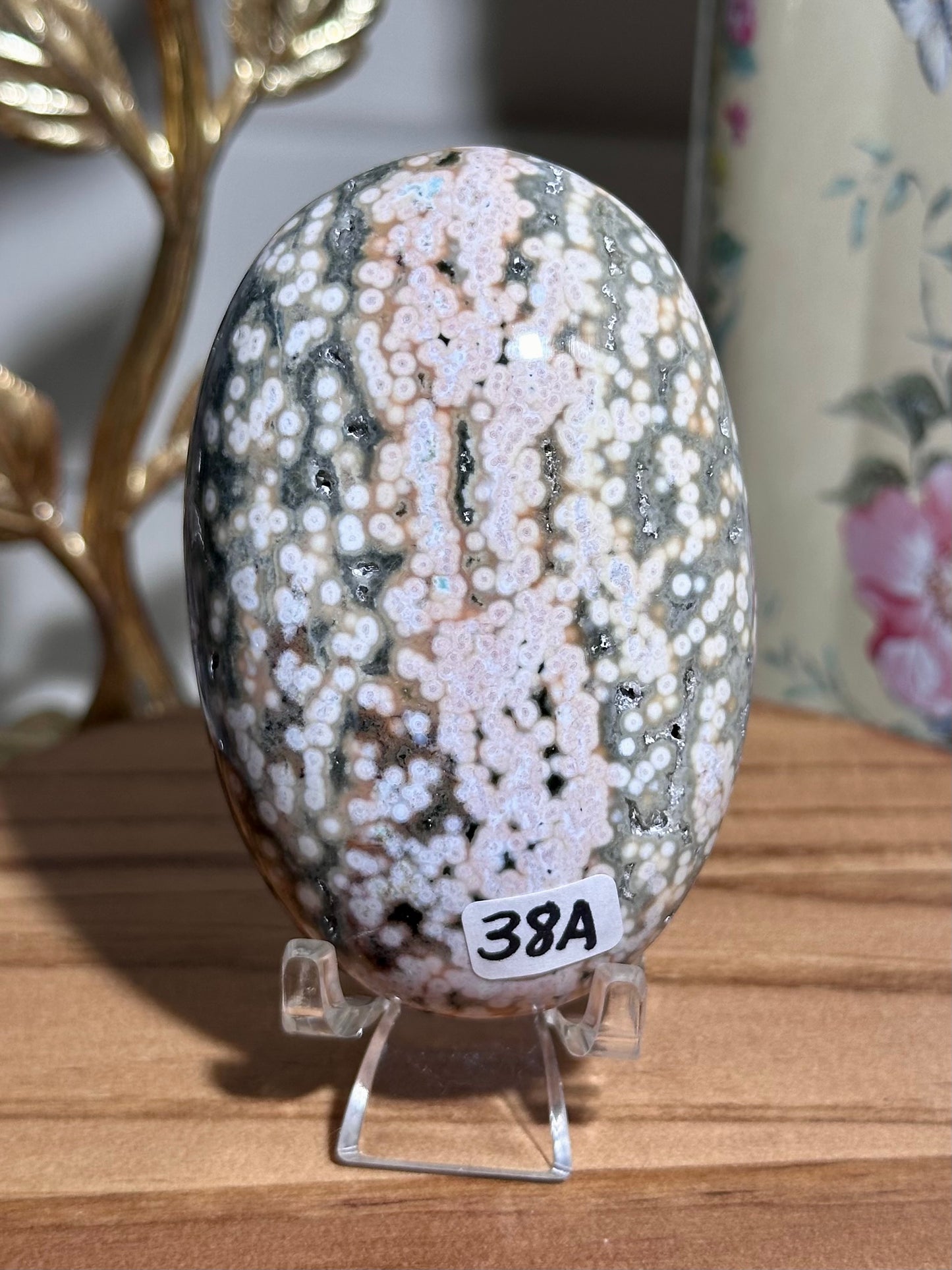 Sage green & pink Ocean jasper palmstone 38A