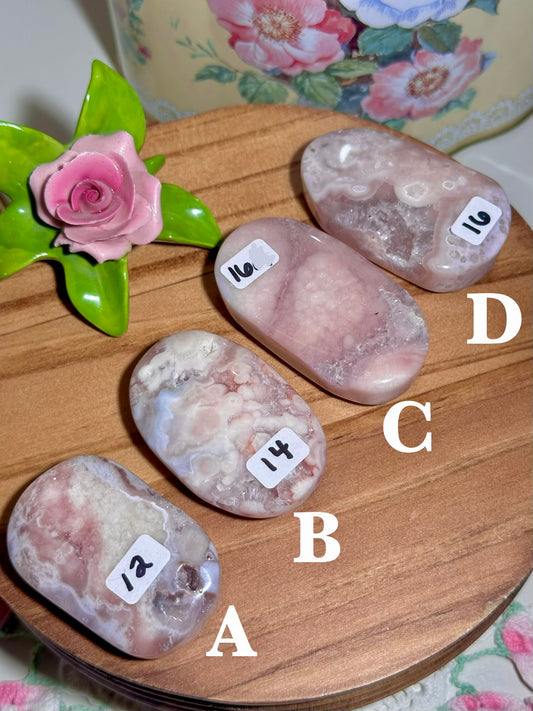 YOU PICK - Small Pastel pink amethyst x flower agate palmstones