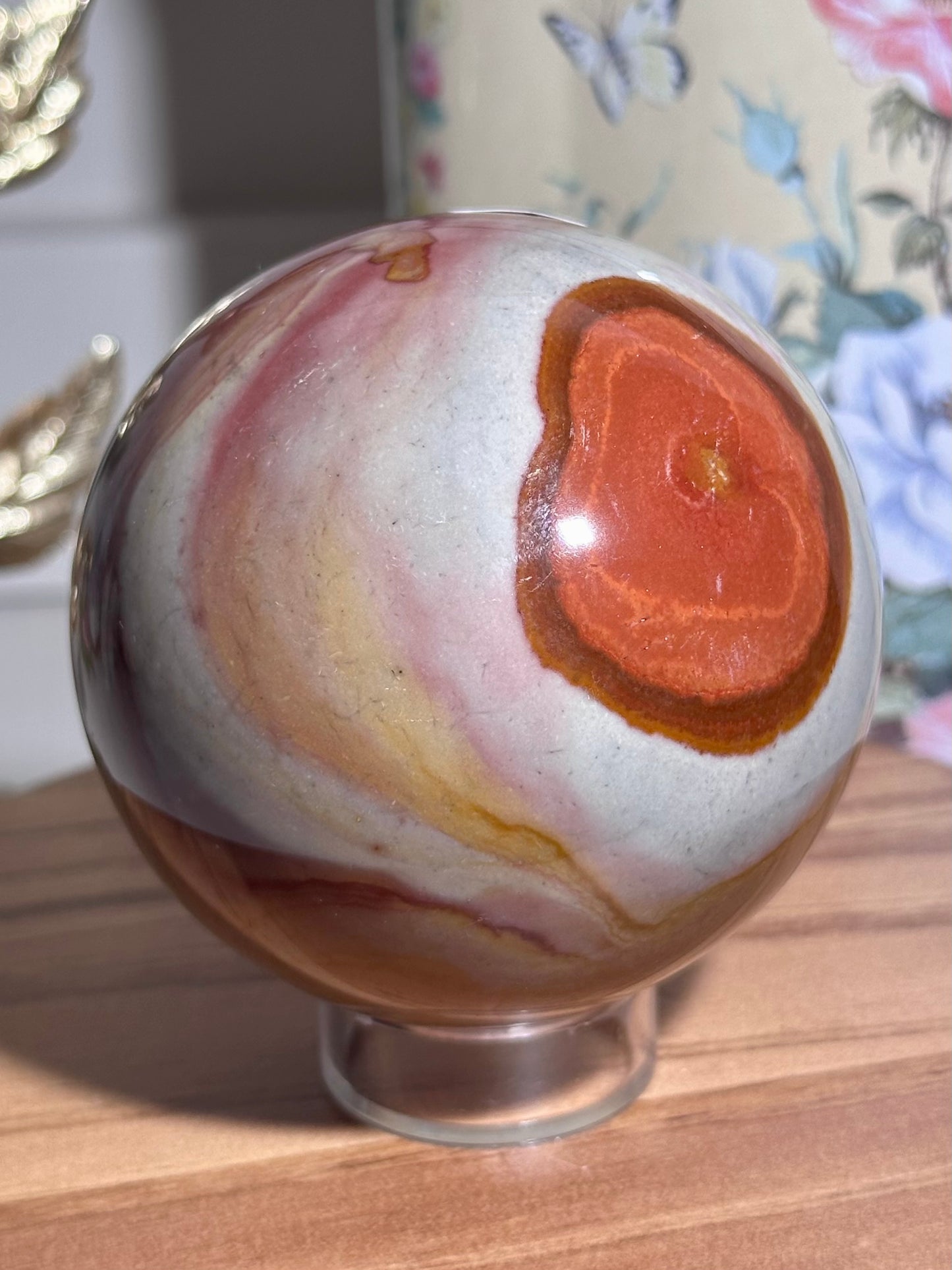 Pastel polychrome jasper sphere