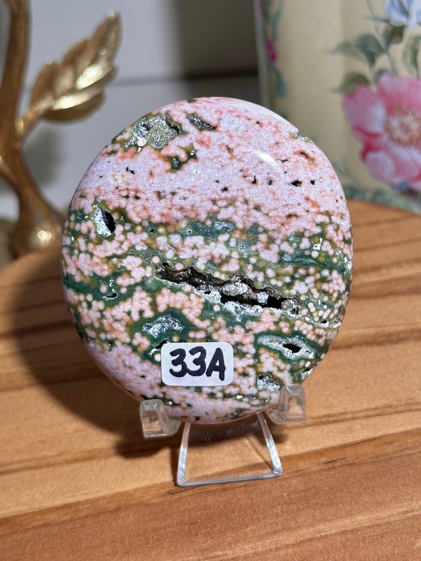 Pink & green Ocean jasper palmstone 33A