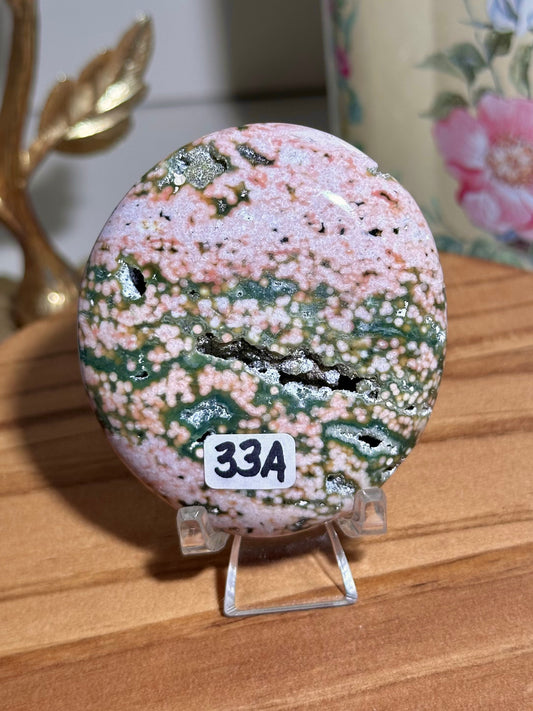 Pink & green Ocean jasper palmstone 33A