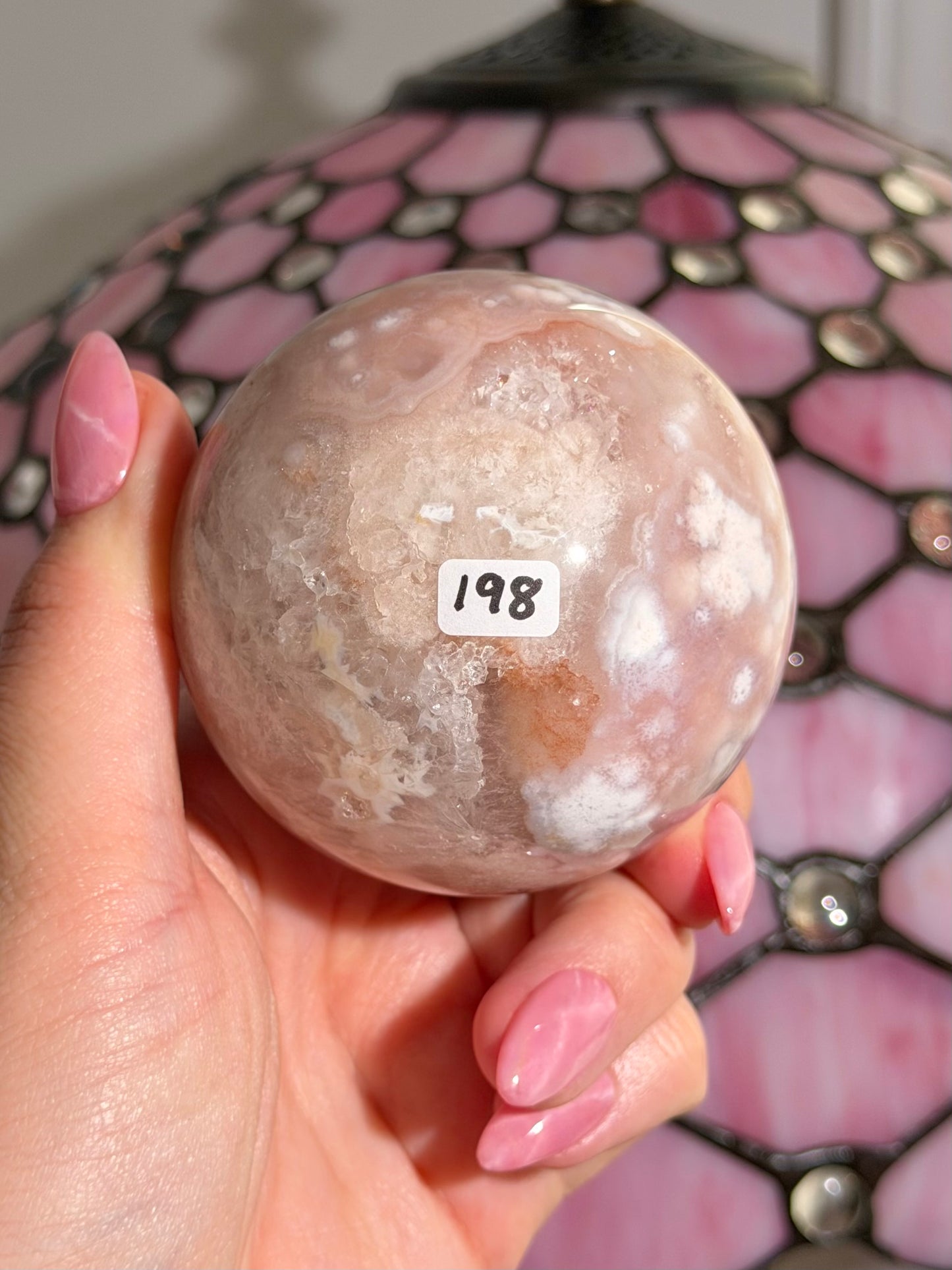 Bubbly Pink amethyst x flower agate sphere