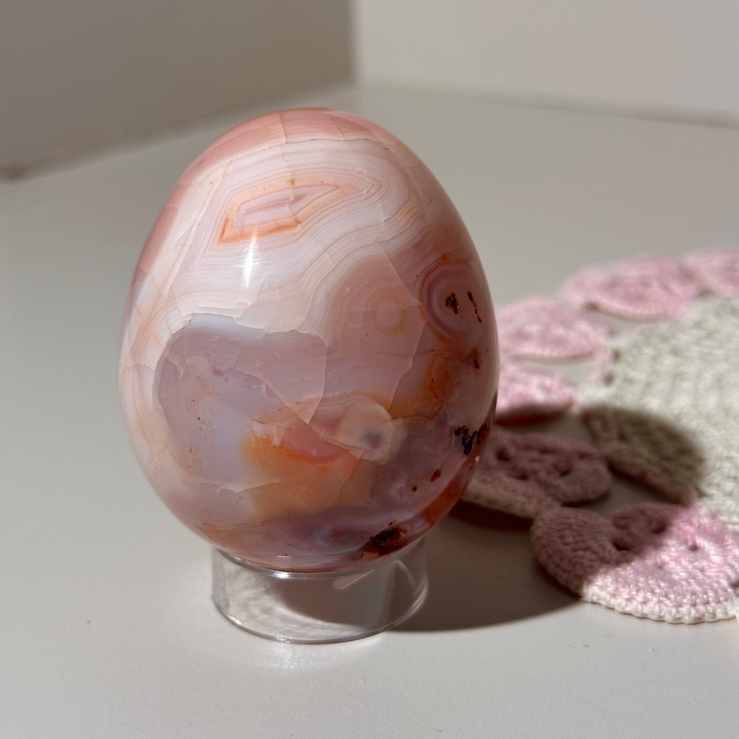 Pink carnelian egg