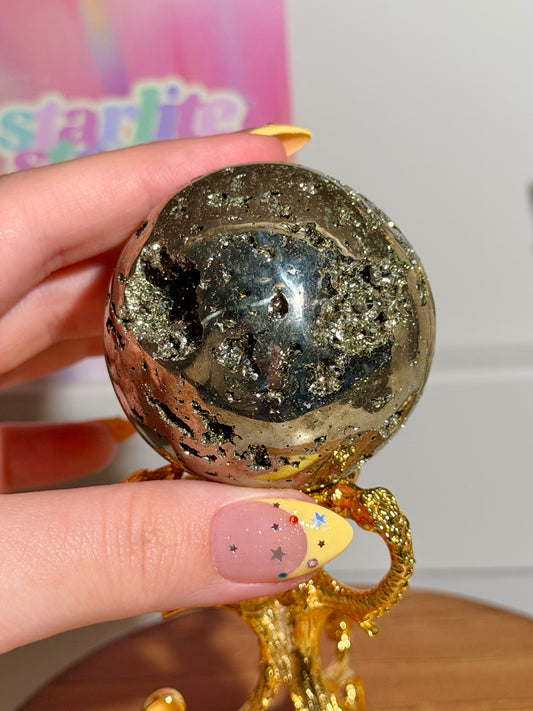 Golden pyrite sphere from Peru