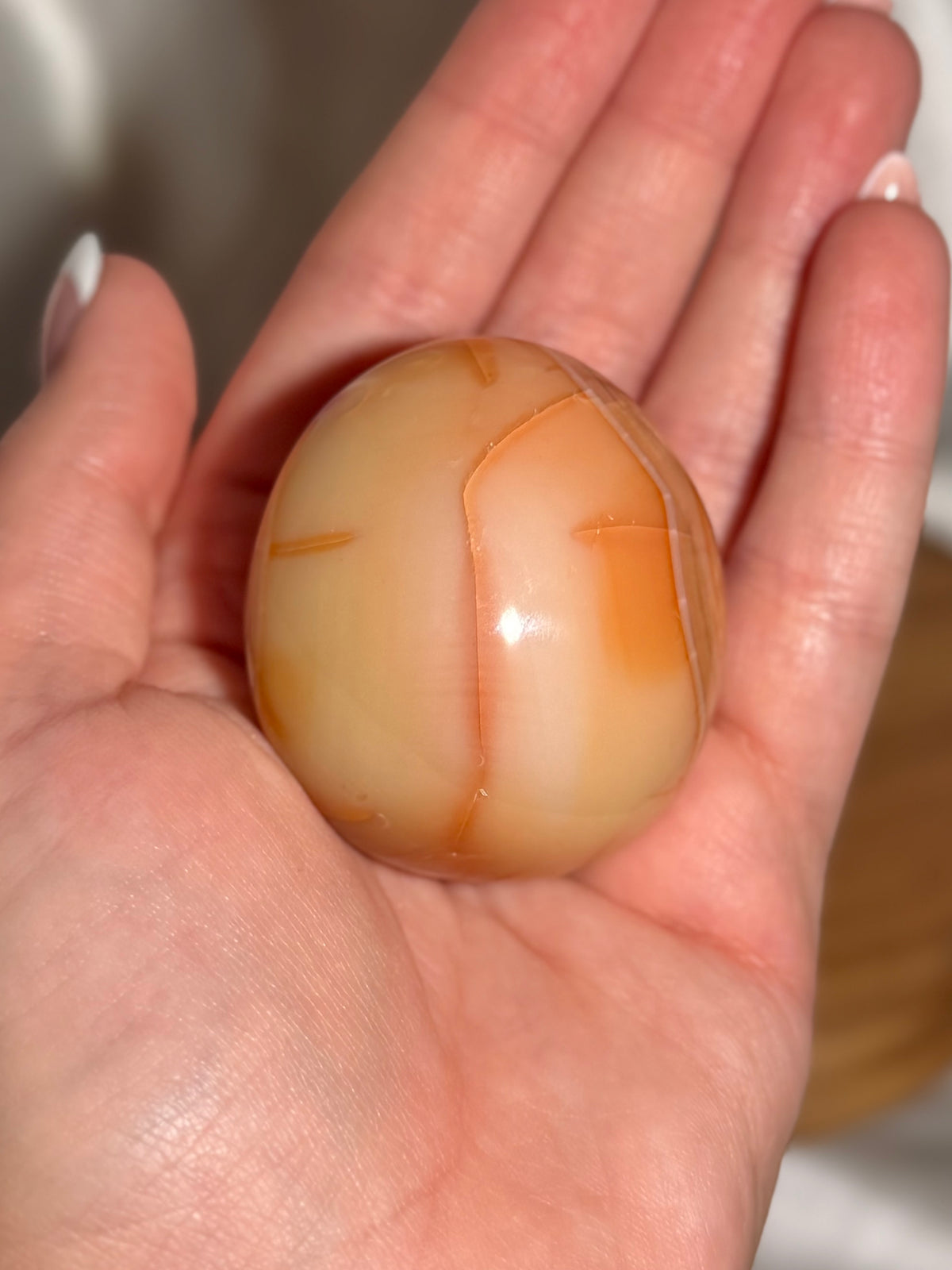 Creamy yellow carnelian palmstone