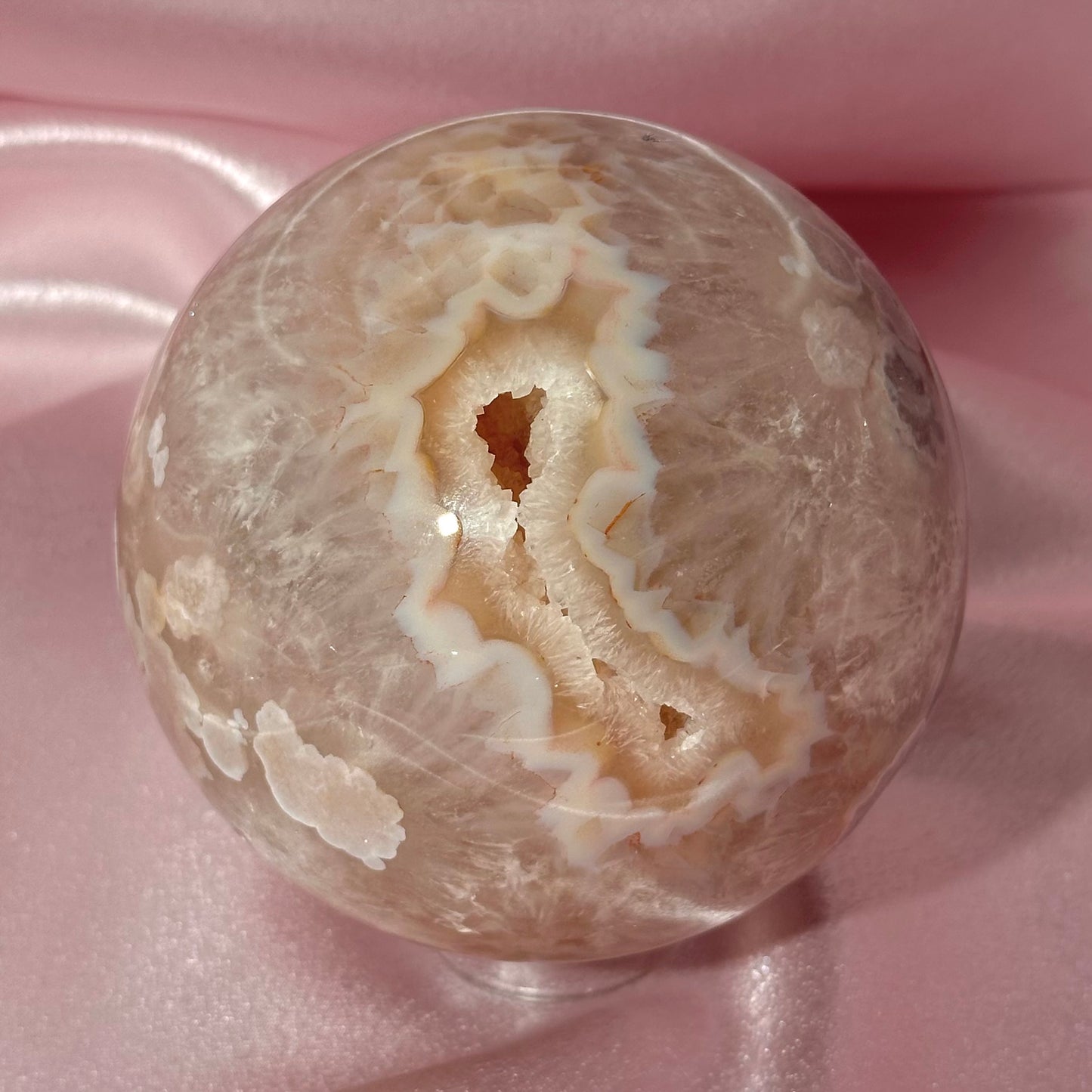 Pink amethyst flower agate sphere (D)