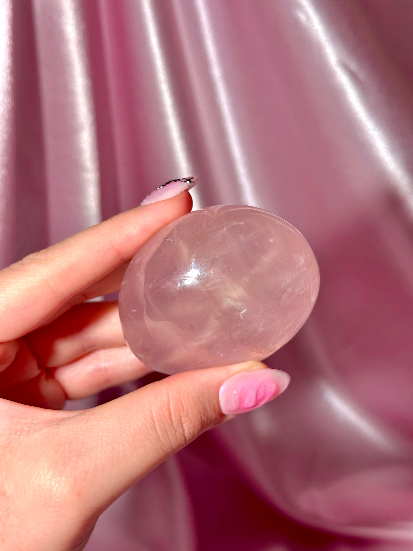 Gemmy star rose quartz palmstone (B)