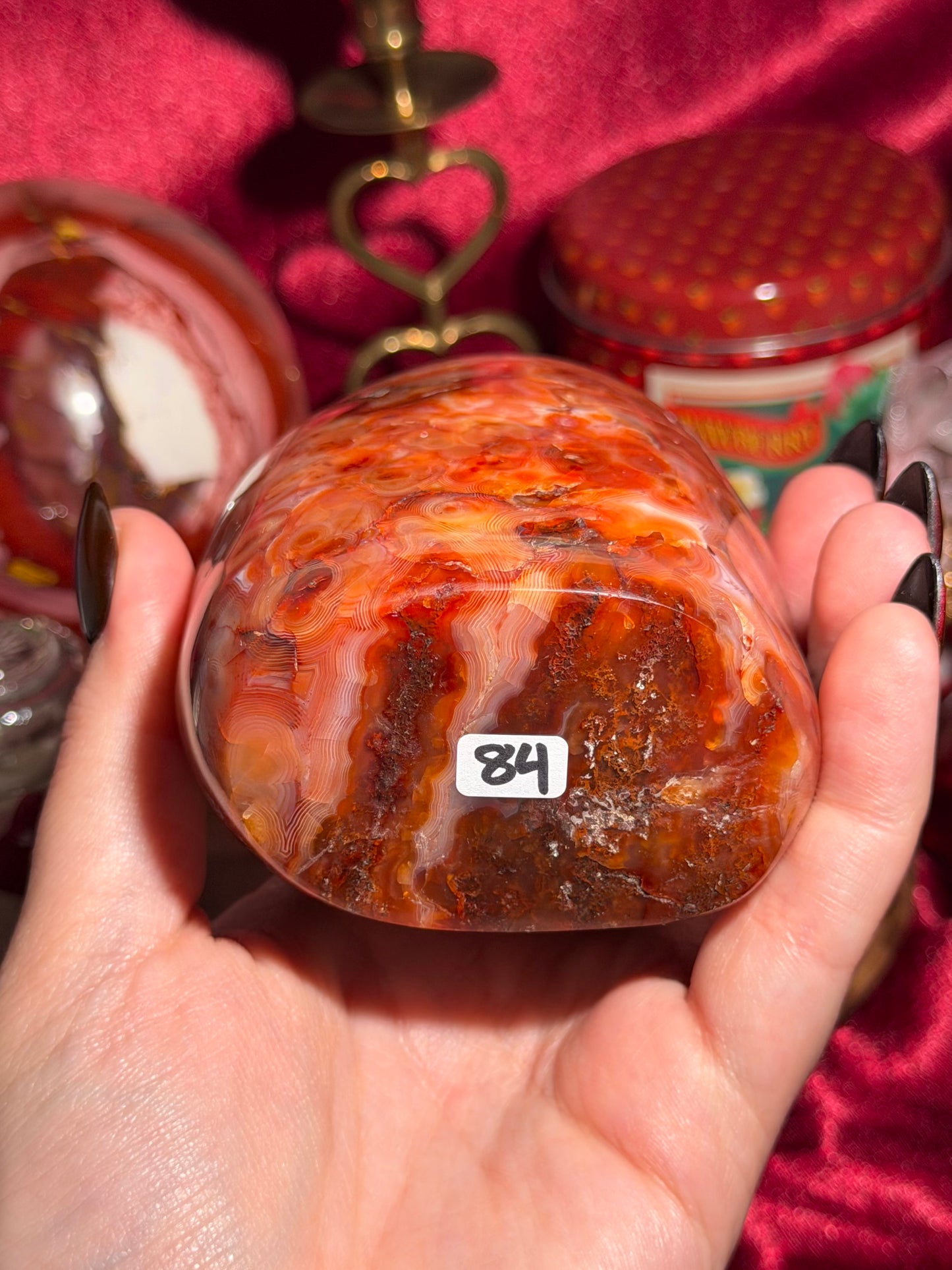 Large strawberry red mossy carnelian freeform