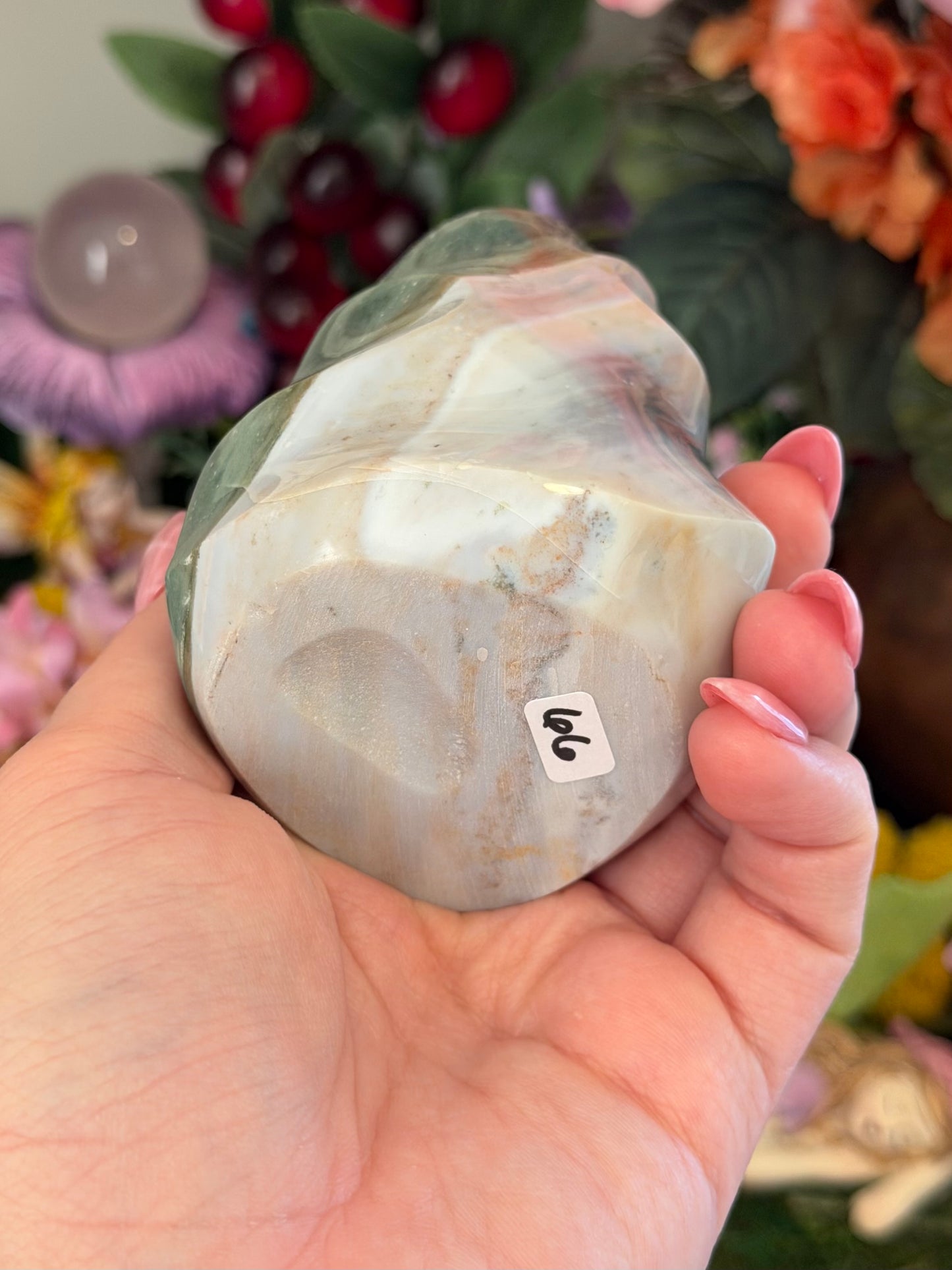Lilac and green pastel sea jasper flame