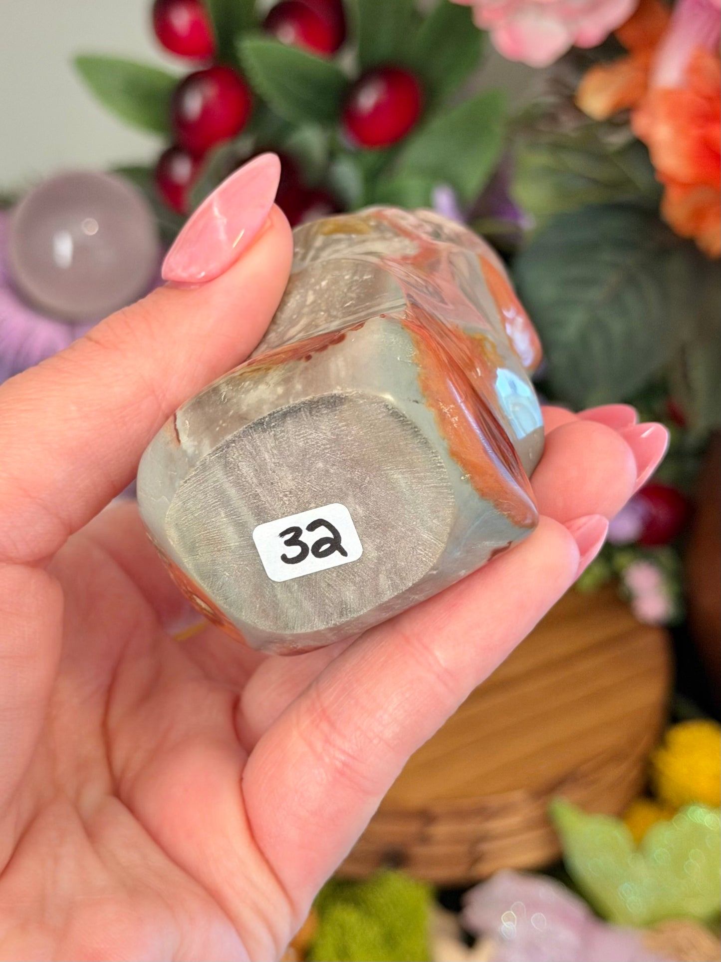 Pastel blue and purple polychrome jasper flame