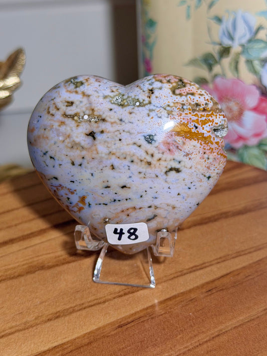 Pastel veinless Ocean Jasper heart
