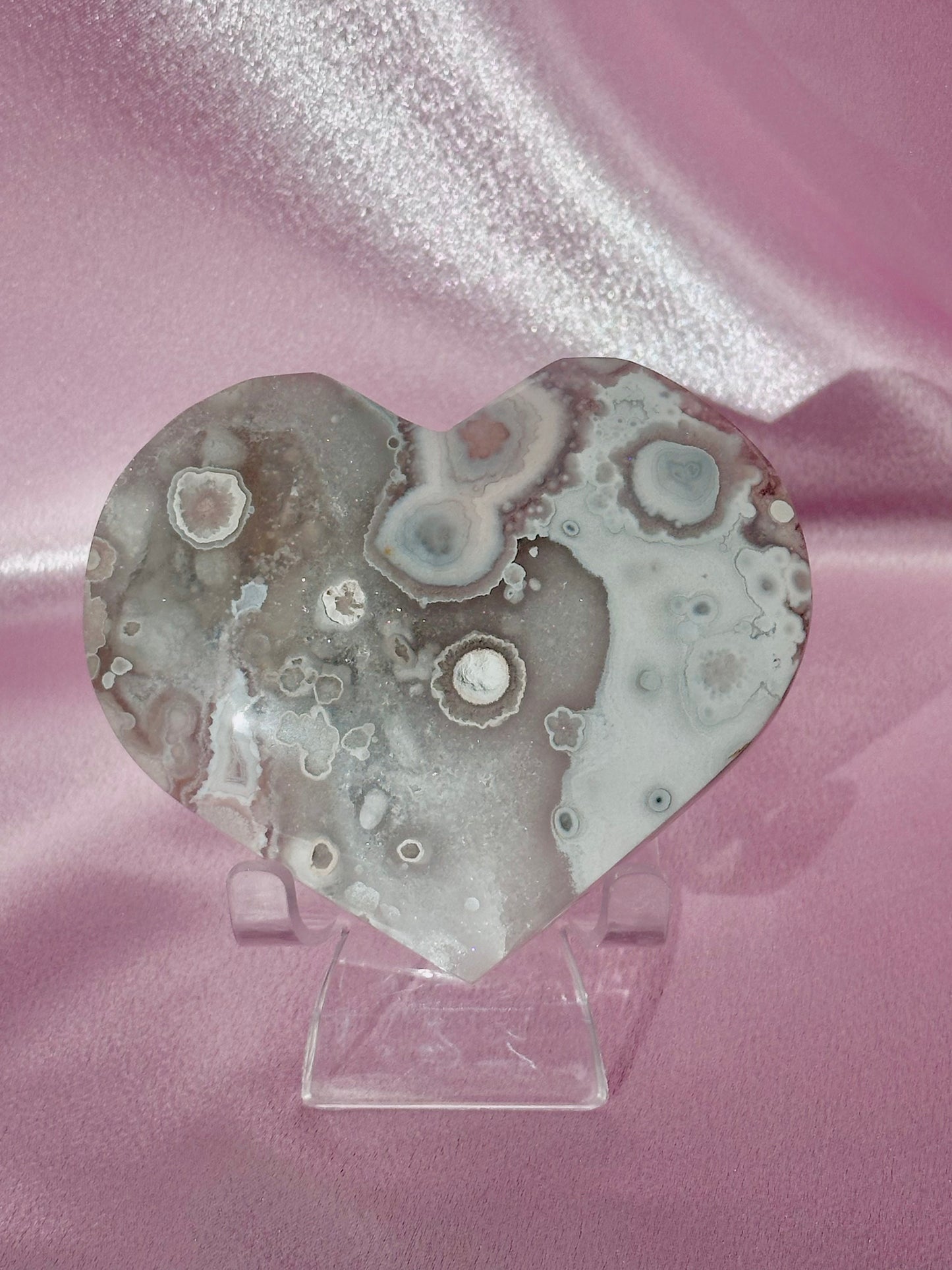 Flower agate heart (B)