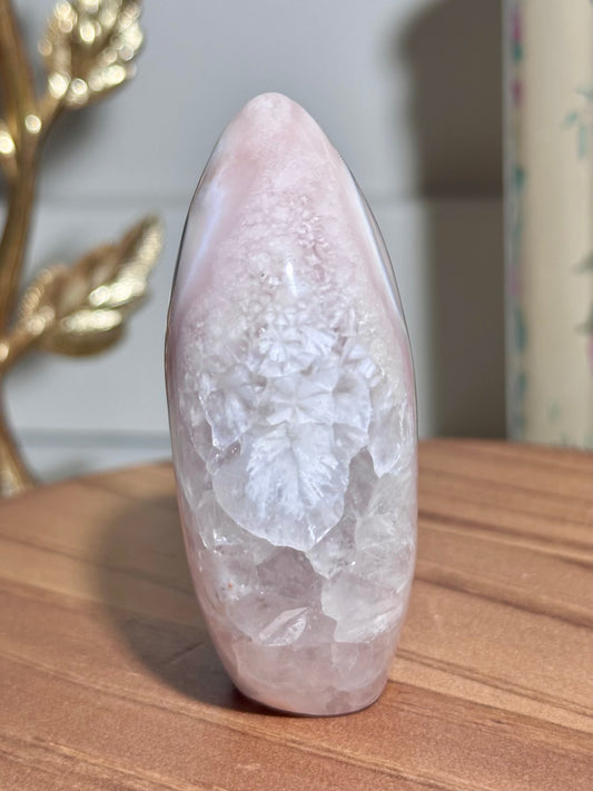 Pastel pink amethyst x flower agate freeform 46E