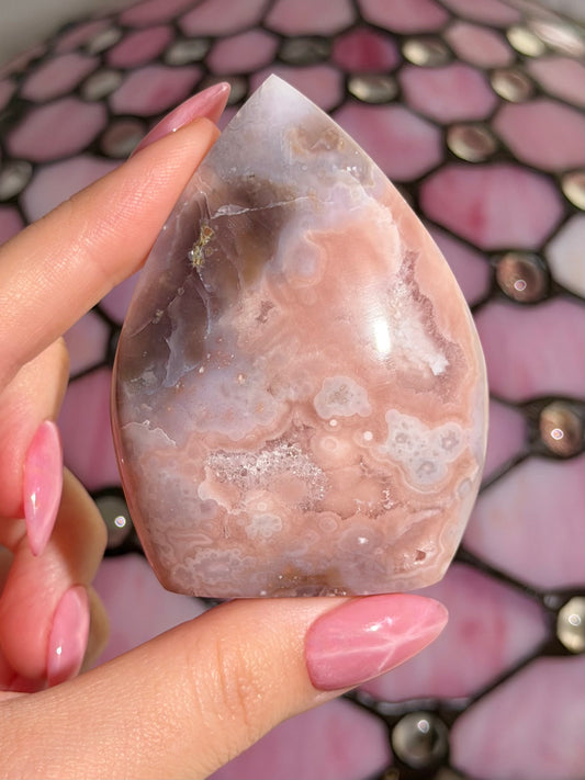 Flower agate x pink amethyst flame