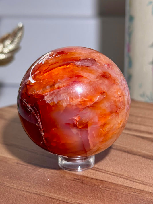 Mossy carnelian sphere *imperfect